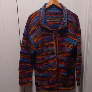 Handknit One Of A Kind Women's Cardigan Sweater